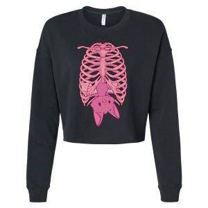 Halloween Nu Goth Pink Bat Pastel Goth Cropped Pullover Crew