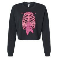 Halloween Nu Goth Pink Bat Pastel Goth Cropped Pullover Crew