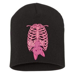 Halloween Nu Goth Pink Bat Pastel Goth Short Acrylic Beanie