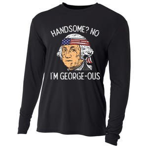 Handsome No Georgeous Washington Funny 4th Of July Cooling Performance Long Sleeve Crew