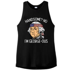 Handsome No Georgeous Washington Funny 4th Of July Fourth Ladies PosiCharge Tri-Blend Wicking Tank