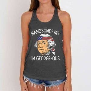 Handsome No Georgeous Washington Funny 4th Of July Fourth Women's Knotted Racerback Tank