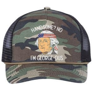 Handsome No Georgeous Washington Funny 4th Of July Fourth Retro Rope Trucker Hat Cap