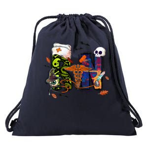 Halloween Nurse Gift Spooky Halloween Nurse Custom Cool Gift Drawstring Bag