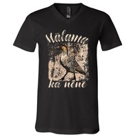 Hawaii Nene Goose Malama Ka Nene Endemic Bird Of Hawaii V-Neck T-Shirt