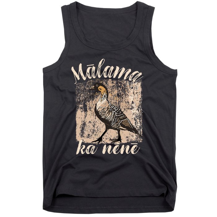 Hawaii Nene Goose Malama Ka Nene Endemic Bird Of Hawaii Tank Top