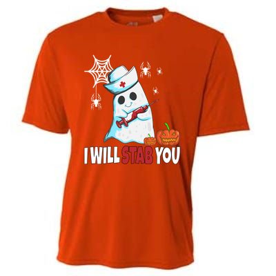 Halloween Nurse Ghost Disguise I Will Stab You Gift Cooling Performance Crew T-Shirt