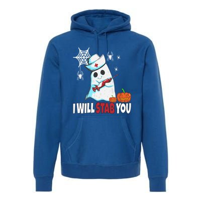 Halloween Nurse Ghost Disguise I Will Stab You Gift Premium Hoodie