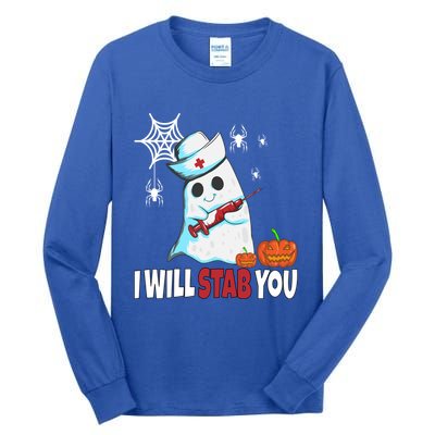 Halloween Nurse Ghost Disguise I Will Stab You Gift Tall Long Sleeve T-Shirt