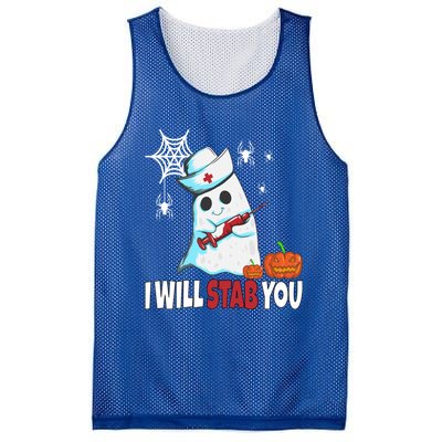 Halloween Nurse Ghost Disguise I Will Stab You Gift Mesh Reversible Basketball Jersey Tank