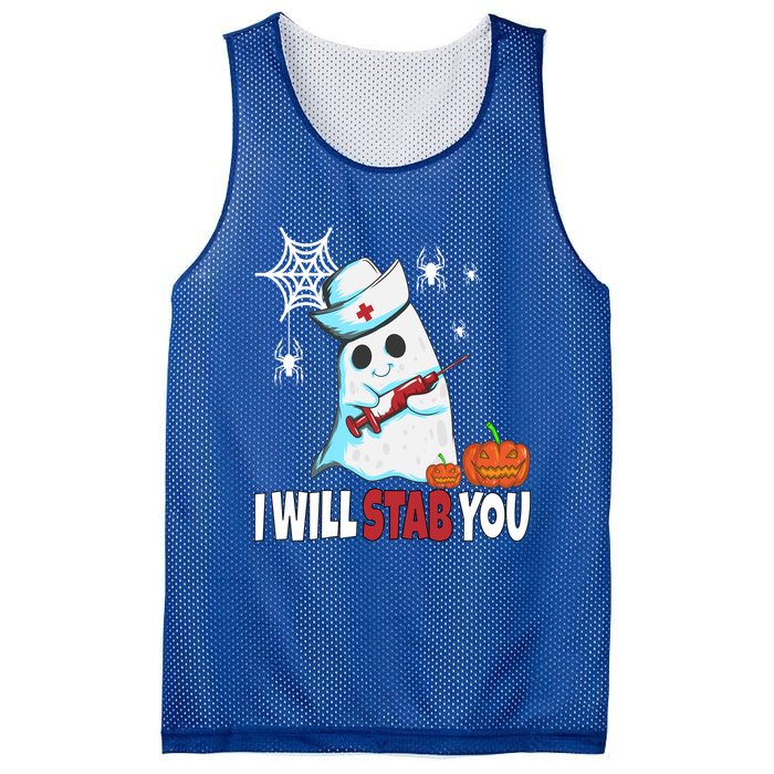 Halloween Nurse Ghost Disguise I Will Stab You Gift Mesh Reversible Basketball Jersey Tank