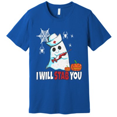 Halloween Nurse Ghost Disguise I Will Stab You Gift Premium T-Shirt