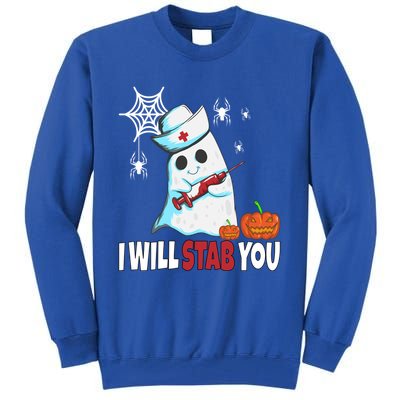 Halloween Nurse Ghost Disguise I Will Stab You Gift Tall Sweatshirt