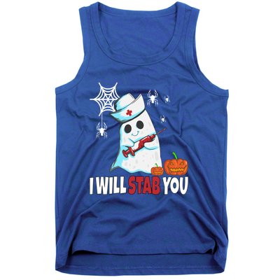 Halloween Nurse Ghost Disguise I Will Stab You Gift Tank Top