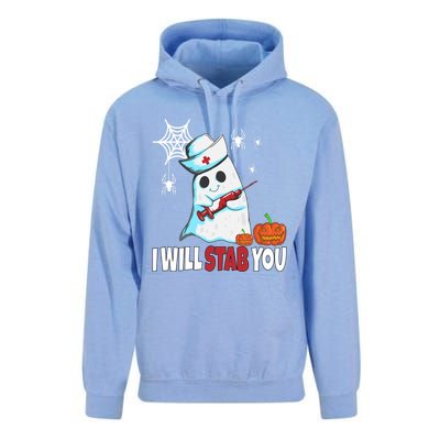 Halloween Nurse Ghost Disguise I Will Stab You Gift Unisex Surf Hoodie