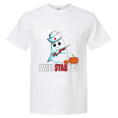 Halloween Nurse Ghost Disguise I Will Stab You Gift Garment-Dyed Heavyweight T-Shirt