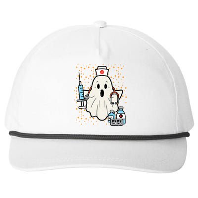 Halloween Nurse Ghost Boo Nursing Scrub Top Costume Cute Gift Snapback Five-Panel Rope Hat