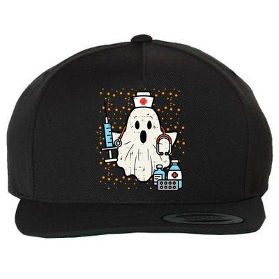 Halloween Nurse Ghost Boo Nursing Scrub Top Costume Cute Gift Wool Snapback Cap