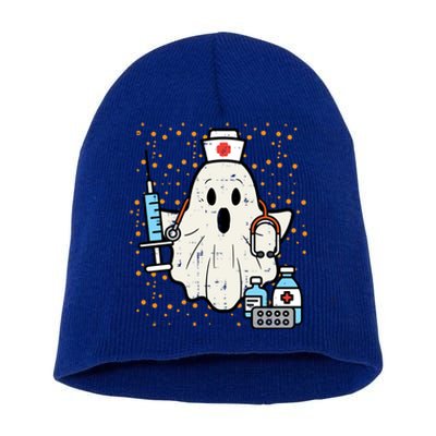 Halloween Nurse Ghost Boo Nursing Scrub Top Costume Cute Gift Short Acrylic Beanie