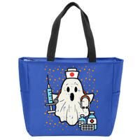 Halloween Nurse Ghost Boo Nursing Scrub Top Costume Cute Gift Zip Tote Bag