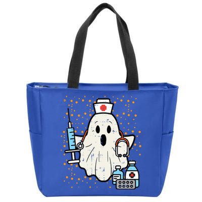 Halloween Nurse Ghost Boo Nursing Scrub Top Costume Cute Gift Zip Tote Bag