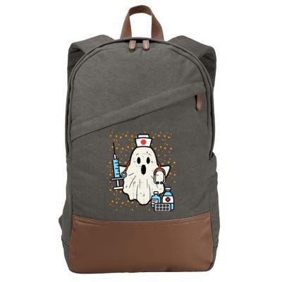 Halloween Nurse Ghost Boo Nursing Scrub Top Costume Cute Gift Cotton Canvas Backpack