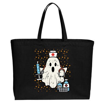 Halloween Nurse Ghost Boo Nursing Scrub Top Costume Cute Gift Cotton Canvas Jumbo Tote