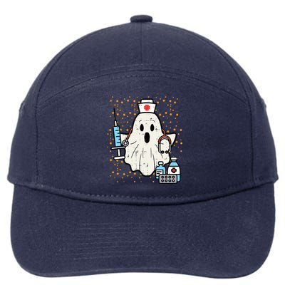 Halloween Nurse Ghost Boo Nursing Scrub Top Costume Cute Gift 7-Panel Snapback Hat