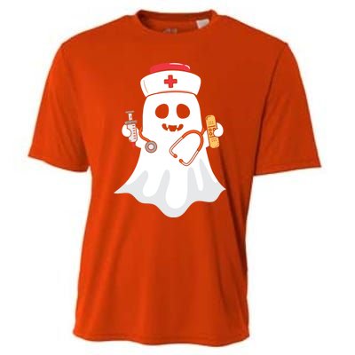 Halloween Nurse Ghost Scrub Top Halloween Costume Nursing Gift Cooling Performance Crew T-Shirt