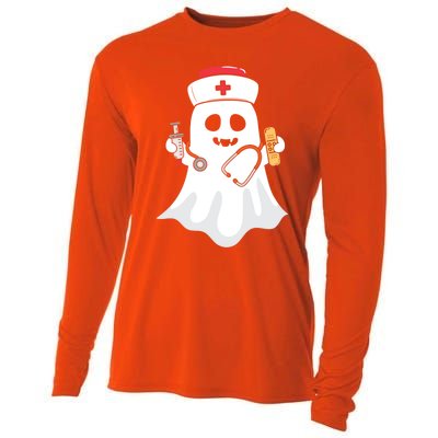 Halloween Nurse Ghost Scrub Top Halloween Costume Nursing Gift Cooling Performance Long Sleeve Crew