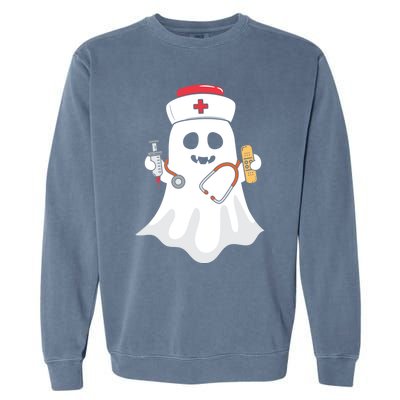 Halloween Nurse Ghost Scrub Top Halloween Costume Nursing Gift Garment-Dyed Sweatshirt