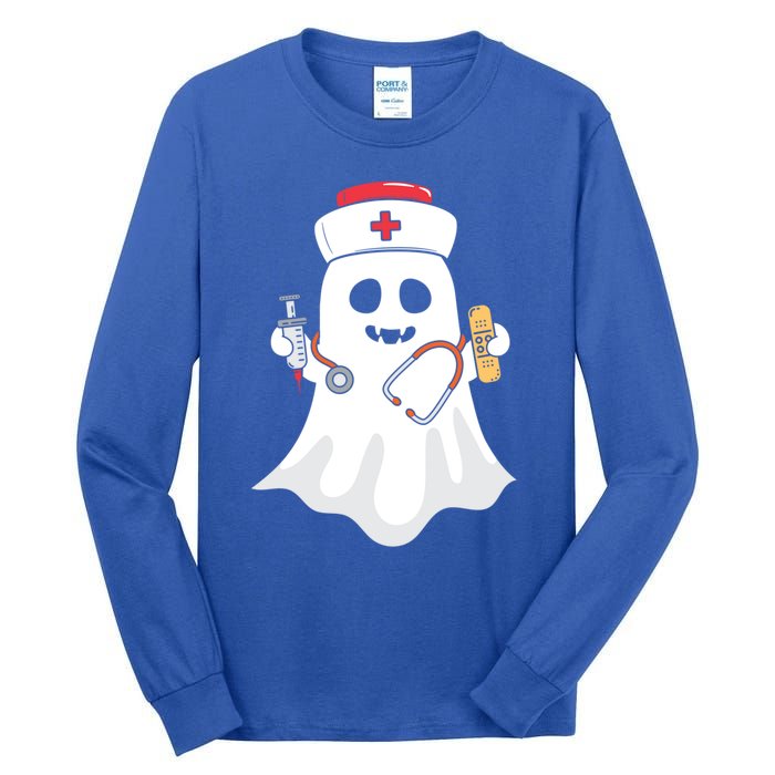 Halloween Nurse Ghost Scrub Top Halloween Costume Nursing Gift Tall Long Sleeve T-Shirt