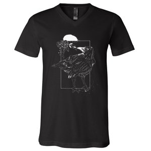 Halloween Night Gift Idea Birds Crow V-Neck T-Shirt