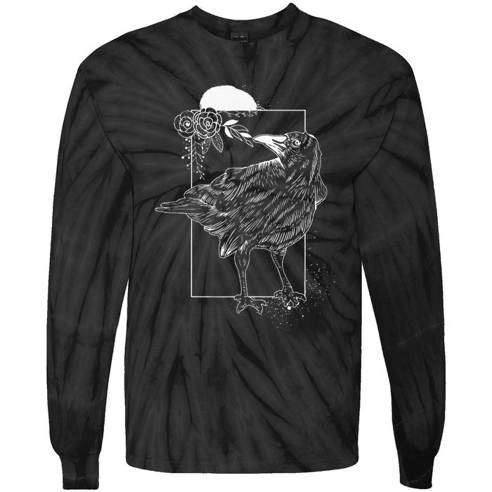 Halloween Night Gift Idea Birds Crow Tie-Dye Long Sleeve Shirt