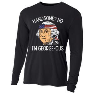 Handsome No Georgeous Washington Funny 4th Of July Fourth Cooling Performance Long Sleeve Crew