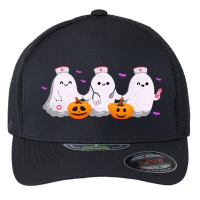 Halloween Nurse Ghosts Boo Crew Flexfit Unipanel Trucker Cap