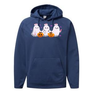 Halloween Nurse Ghosts Boo Crew Performance Fleece Hoodie