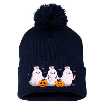 Halloween Nurse Ghosts Boo Crew Pom Pom 12in Knit Beanie