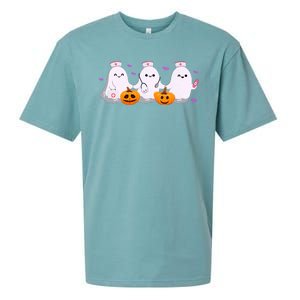 Halloween Nurse Ghosts Boo Crew Sueded Cloud Jersey T-Shirt