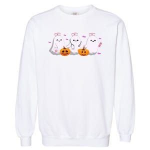 Halloween Nurse Ghosts Boo Crew Garment-Dyed Sweatshirt