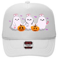 Halloween Nurse Ghosts Boo Crew High Crown Mesh Back Trucker Hat