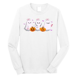 Halloween Nurse Ghosts Boo Crew Long Sleeve Shirt