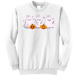 Halloween Nurse Ghosts Boo Crew Sweatshirt