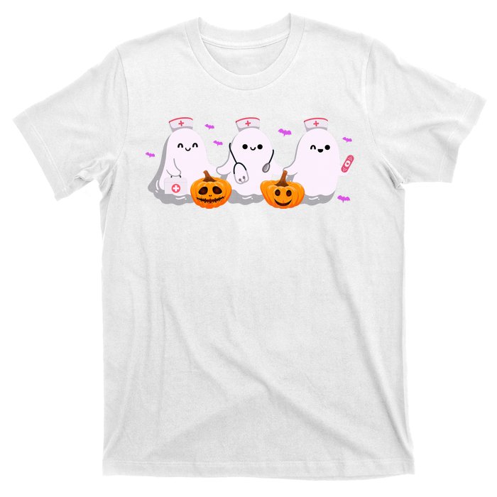 Halloween Nurse Ghosts Boo Crew T-Shirt