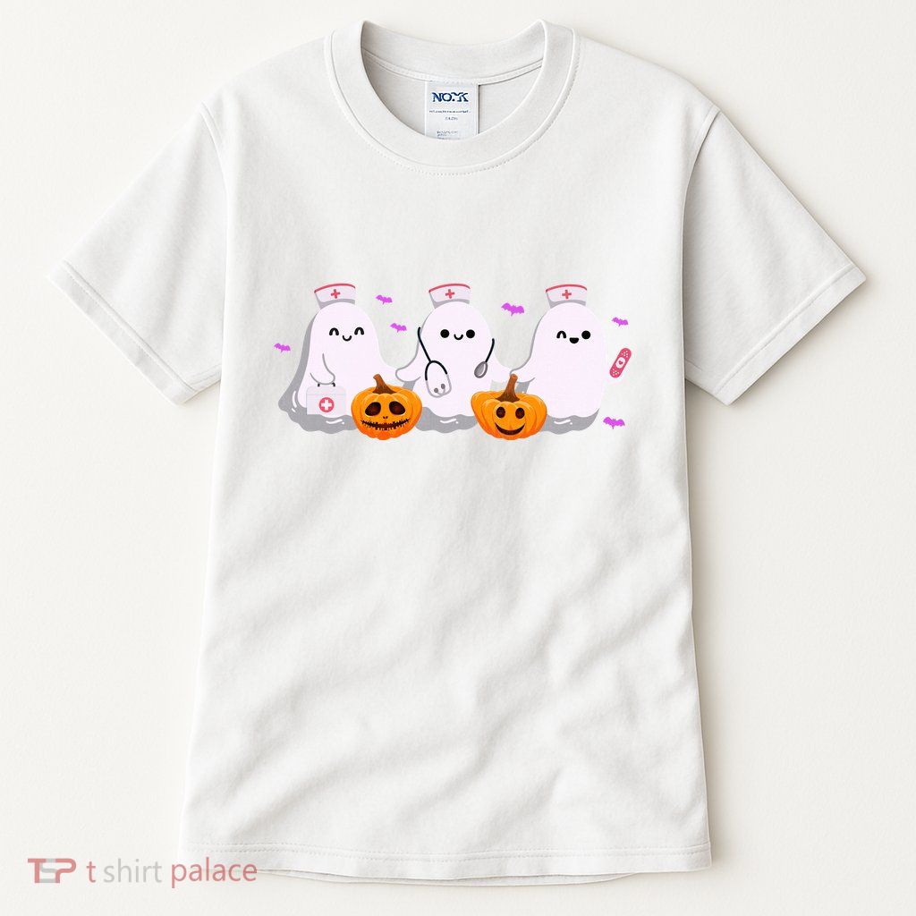 Halloween Nurse Ghosts Boo Crew Tall T-Shirt