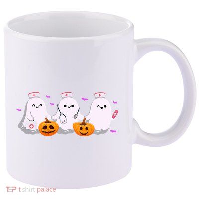 Halloween Nurse Ghosts Boo Crew 11oz C Handle Ceramic Mug