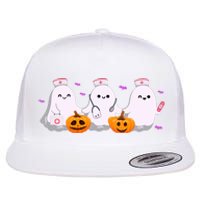 Halloween Nurse Ghosts Boo Crew Flat Bill Trucker Hat