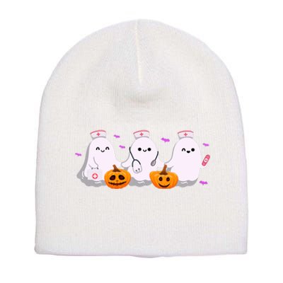 Halloween Nurse Ghosts Boo Crew Short Acrylic Beanie