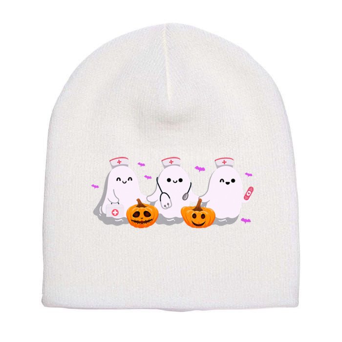 Halloween Nurse Ghosts Boo Crew Short Acrylic Beanie