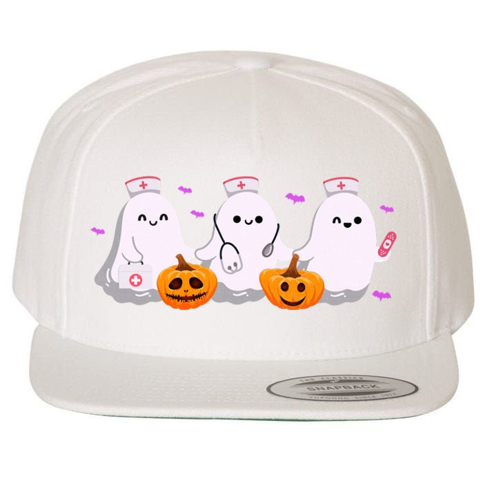 Halloween Nurse Ghosts Boo Crew Wool Snapback Cap